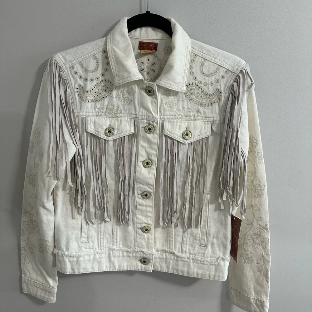 Scully Cream Fringe Jean Jacket - Picture 1 of 6